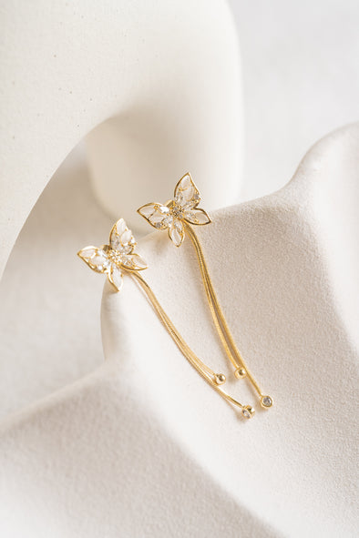 Isla - 14k gold plated detachable butterfly drop earring