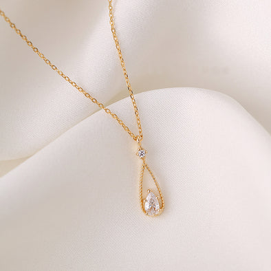 Genevieve - 14k gold plated teardrop crystal necklace