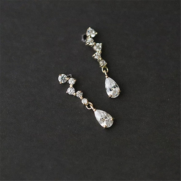 Whitney - 14k gold plated 925 sterling silver crystal drop earring