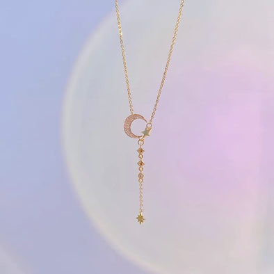Priya - 14k gold plated moon&star necklace