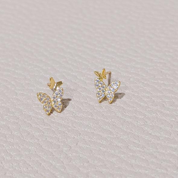 Molly - 14k gold plated 925 sterling silver butterfly stud earring