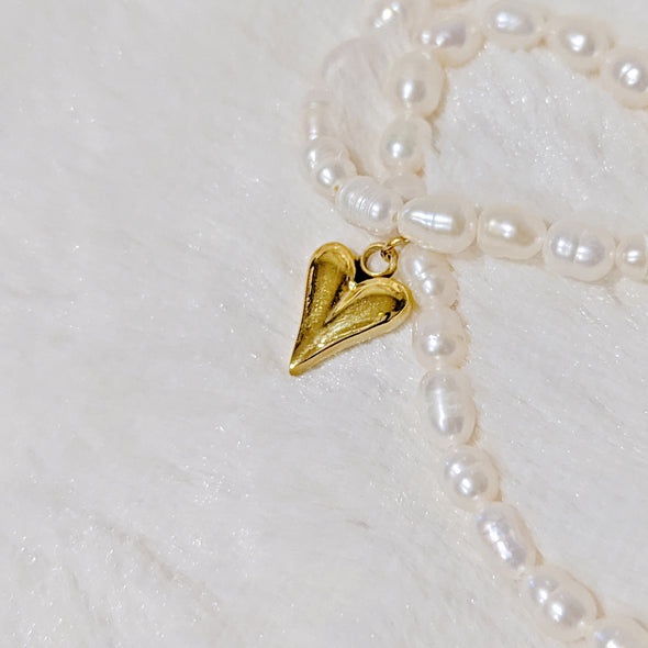 Verona - 18k gold plated heart freshwater pearl necklace
