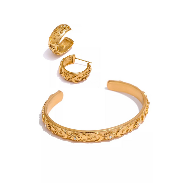 Savannah - 18k gold plated totem earring & bangle set